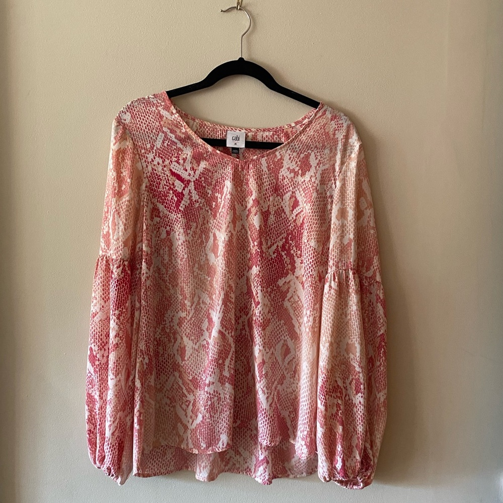 Cabi snake skin pattern peasant style blouse